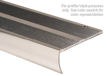 Aluminum Drop Tread Stair Nosing, Drilled Staggered - Bright Clear - 1 3/16" x 12'