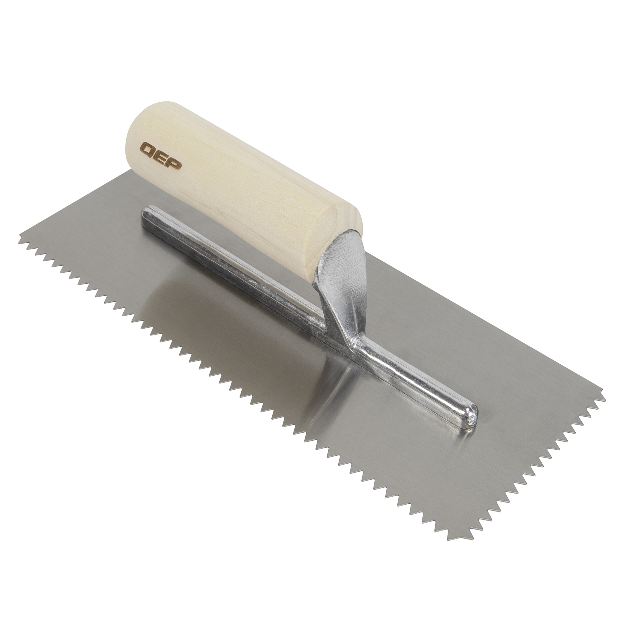 Truelle entelée en V 4-1/2" x 11" en acier au carbone 1/4" x 3/16" avec manche en bois