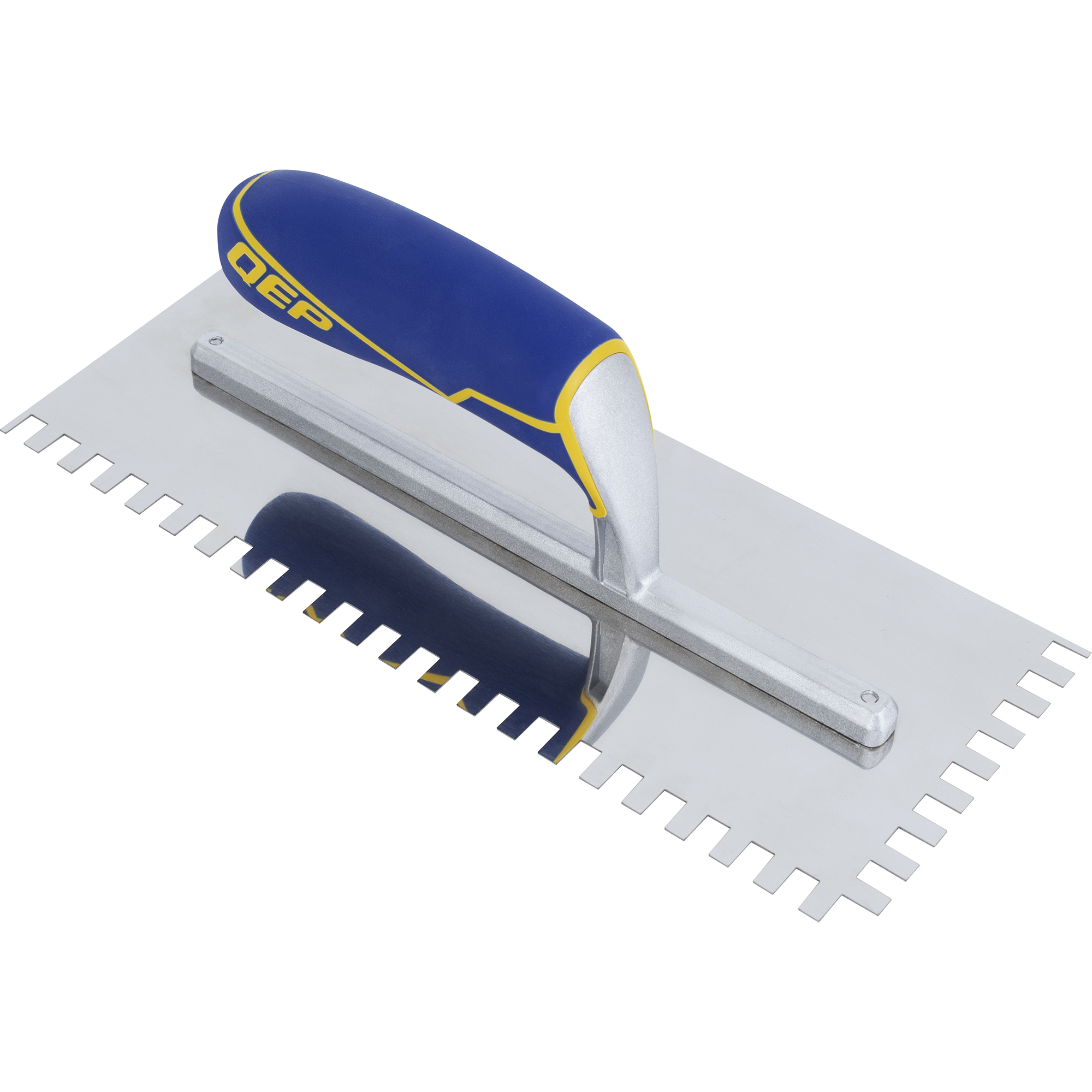 Square Notched Trowel Comfort Grip 4-1/2" x 11" Stainless Steel 1/4" x 3/8" x 1/4" with Cushioned Handle