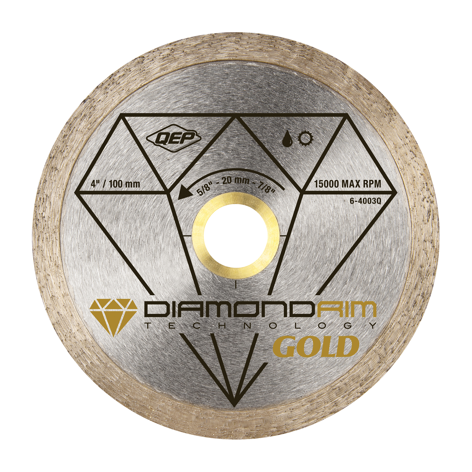 Lame pour scie à tuiles à sec/ à l'eau diamantée à jante continue Gold Series 4"