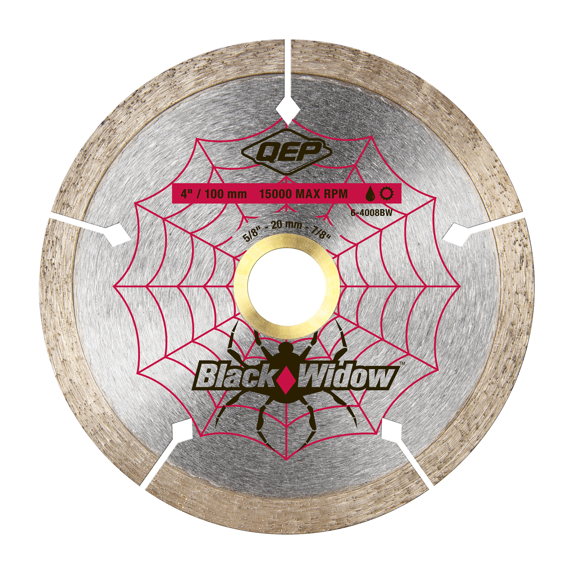 Lame pour scie à tuiles à sec/à l'eau diameantée à jante micro-segmentée Black Widow Premium 4"