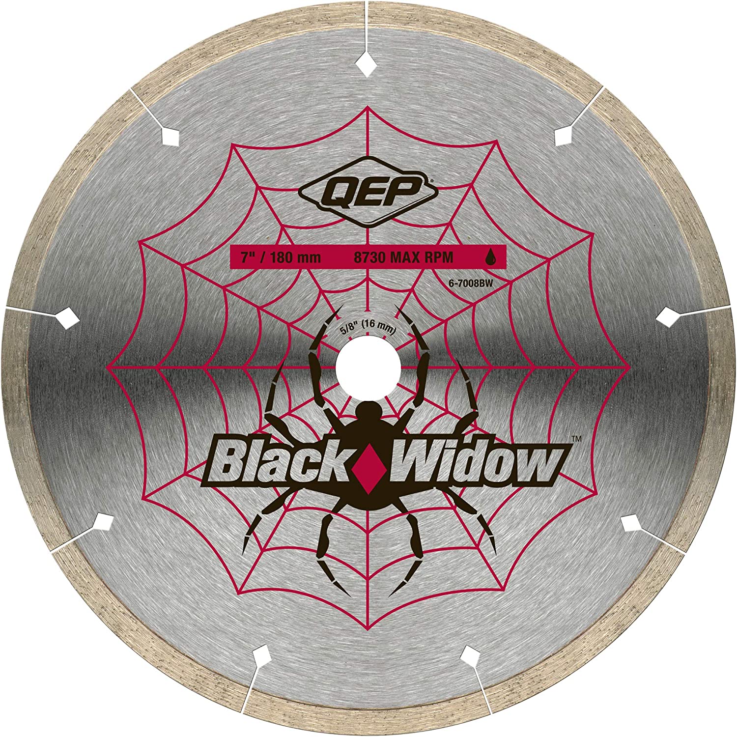 QEP Wet Diamond MicroSegmented Tile Saw Blade Black Widow Premium 7