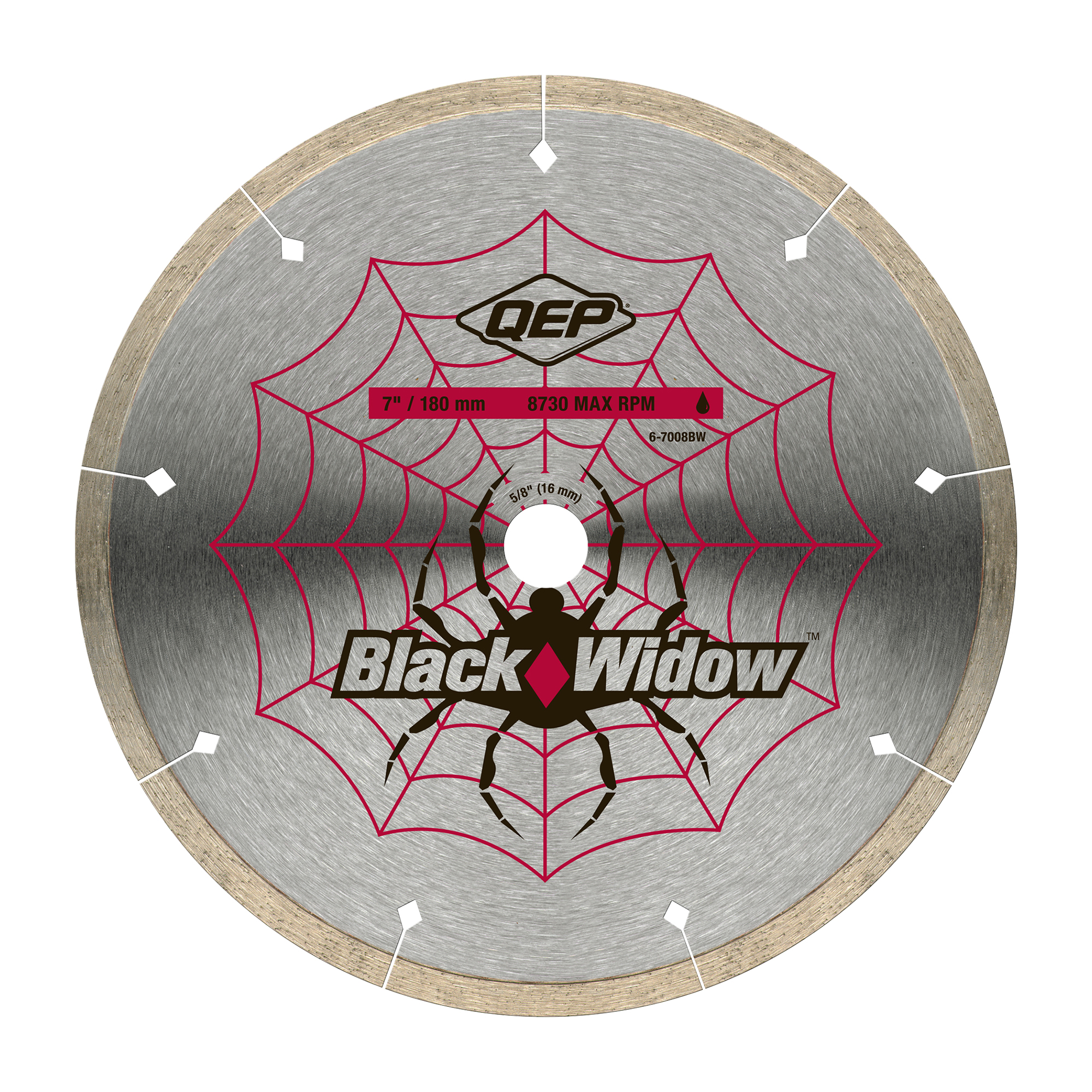 Wet Diamond Micro-Segmented Tile Saw Blade Black Widow Premium 7"