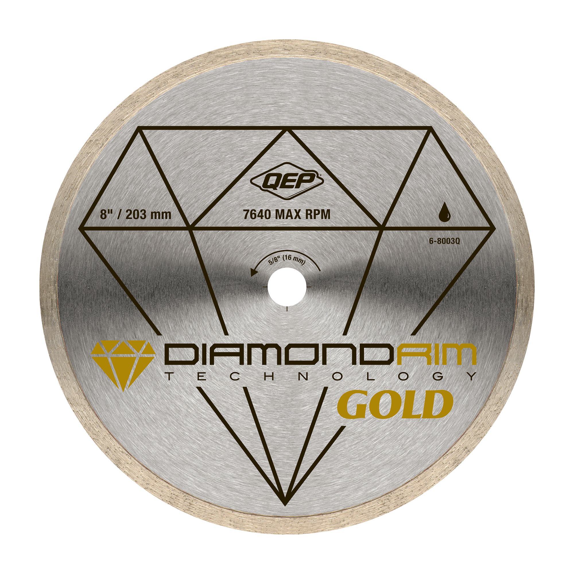 Lame pour scie à tuiles à l'eau diamantée à jante continue Gold Series 8"