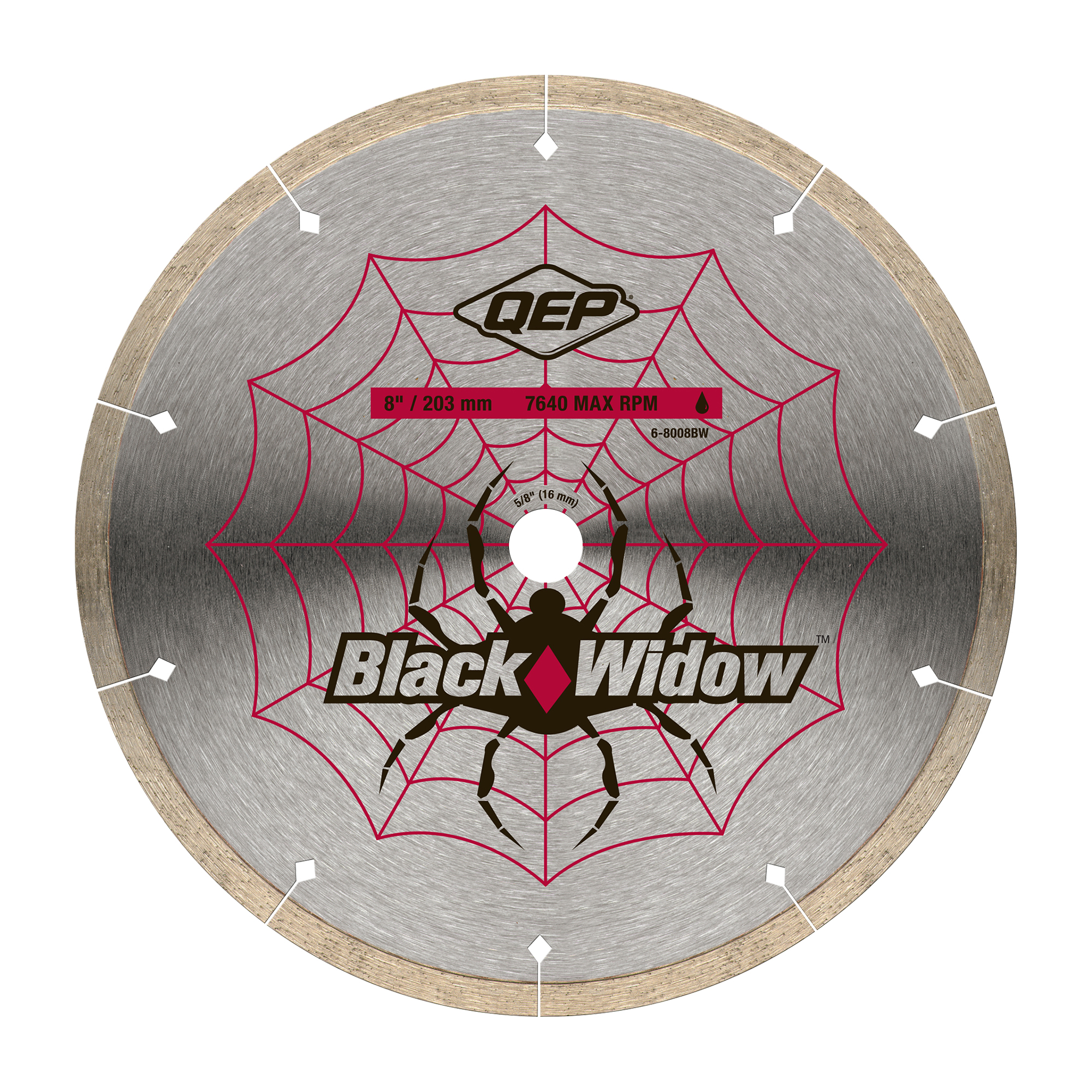 Lame pour scie à tuiles à l'eau diamantée à jante micro-segmentée Black Widow Premium 8"