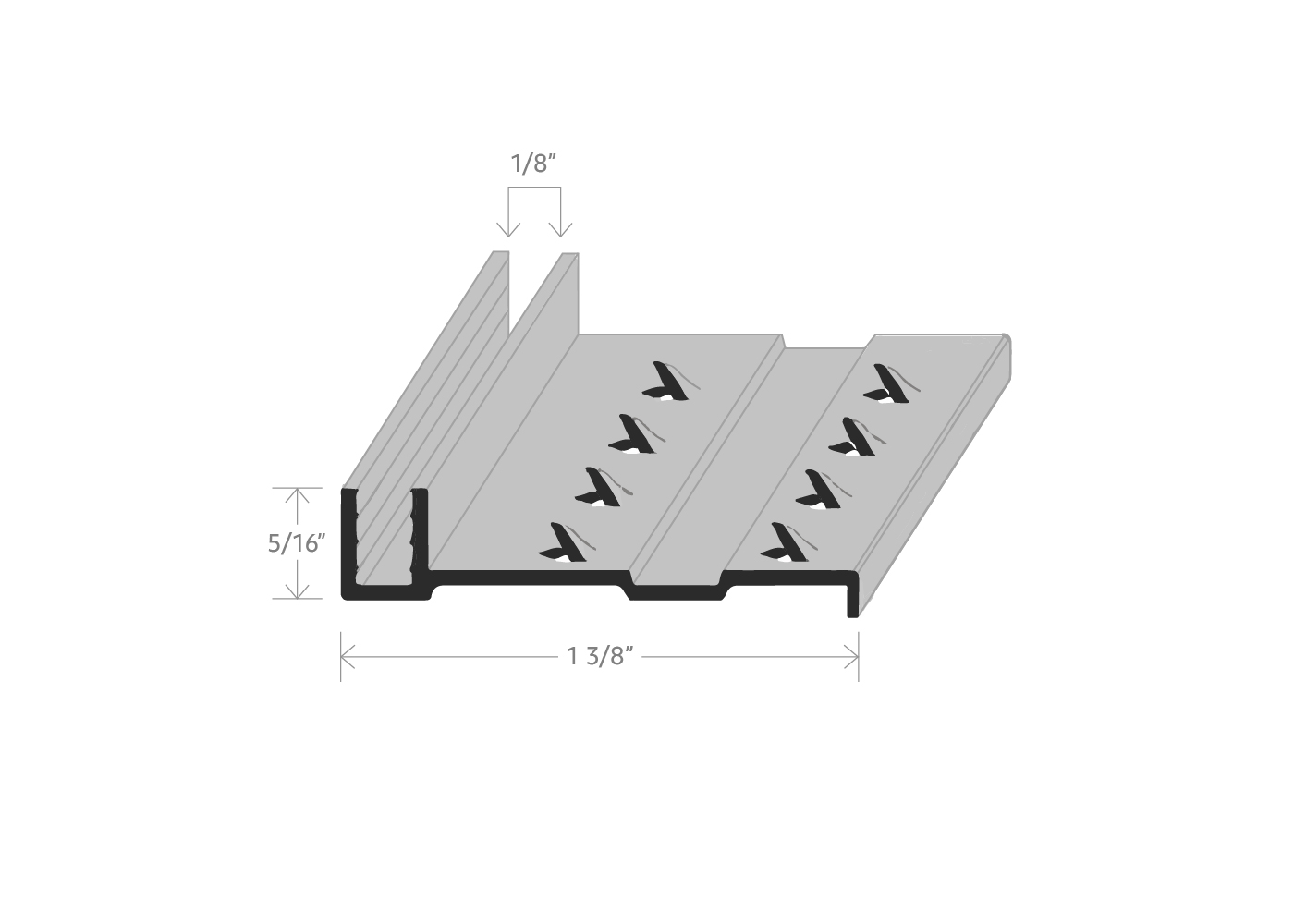 Pinned Carpet Gripper - 5/16" (7.9 mm) x 1-3/8" x 12'