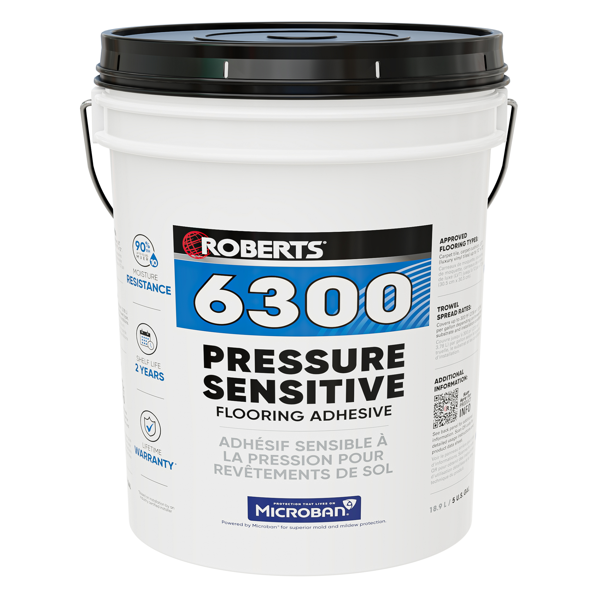 Adhésif pour tapis et vinyle 6300 sensible à la pression 18.9 L