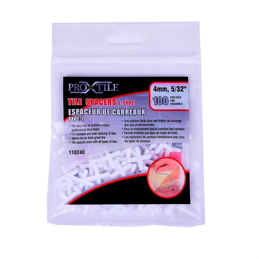Tile Spacers 4mm (5/32") pack of 100