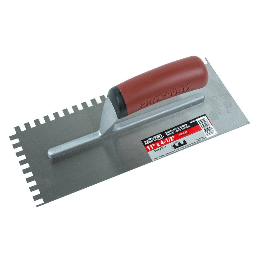 Truelle dents carrées 11" x 4 1/2" (1/4" x 3/8" Sq Notch) Poignée-Rouge