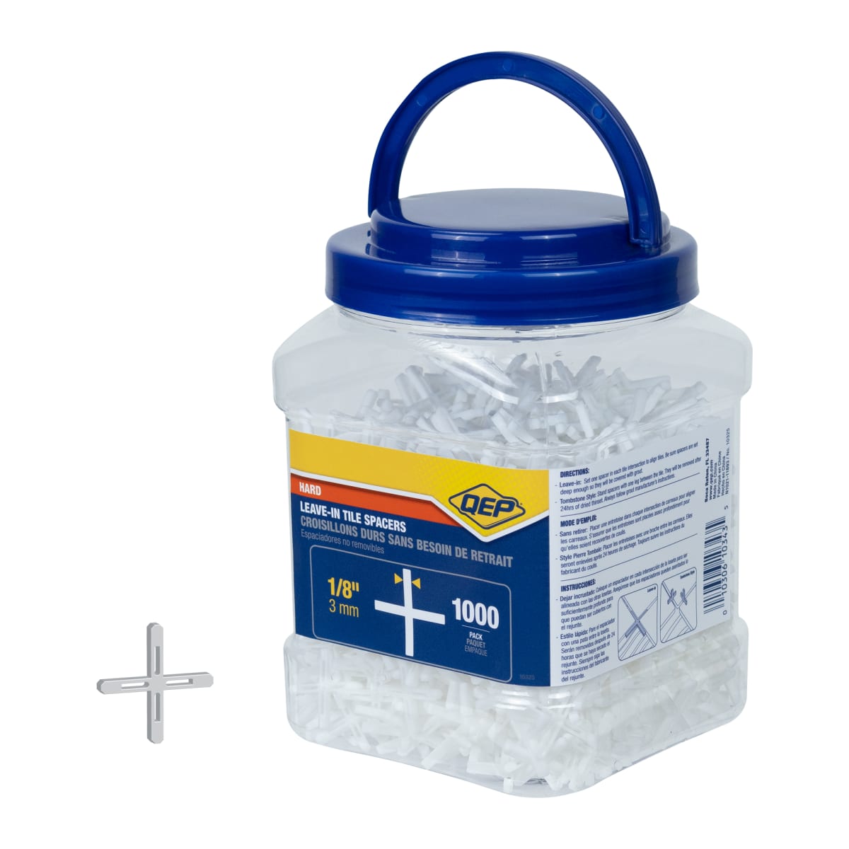 Tile Spacer Leave-In Hard Style with "X" Shape 1/8" for 3 mm Thick Tiles(Pack of 1000)