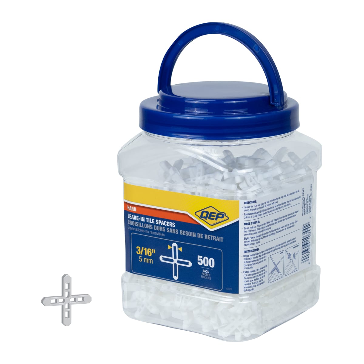 Tile Spacer Leave-In Hard Style with "X" Shape 3/16" for 5 mm Thick Tiles (Pack of 500)