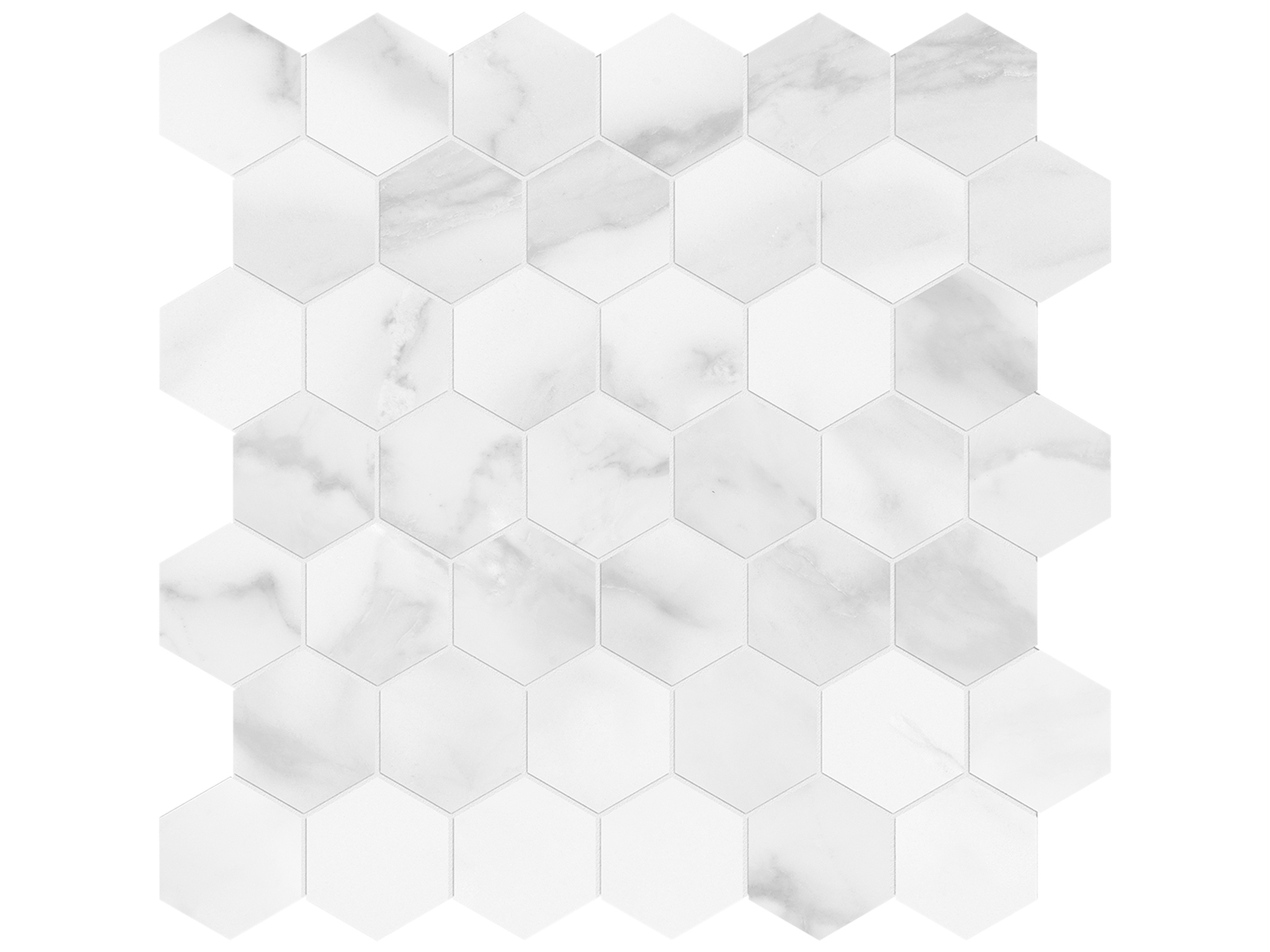 Mosaic Hexagon Plata Statuario Brina Polished 12" x 12"