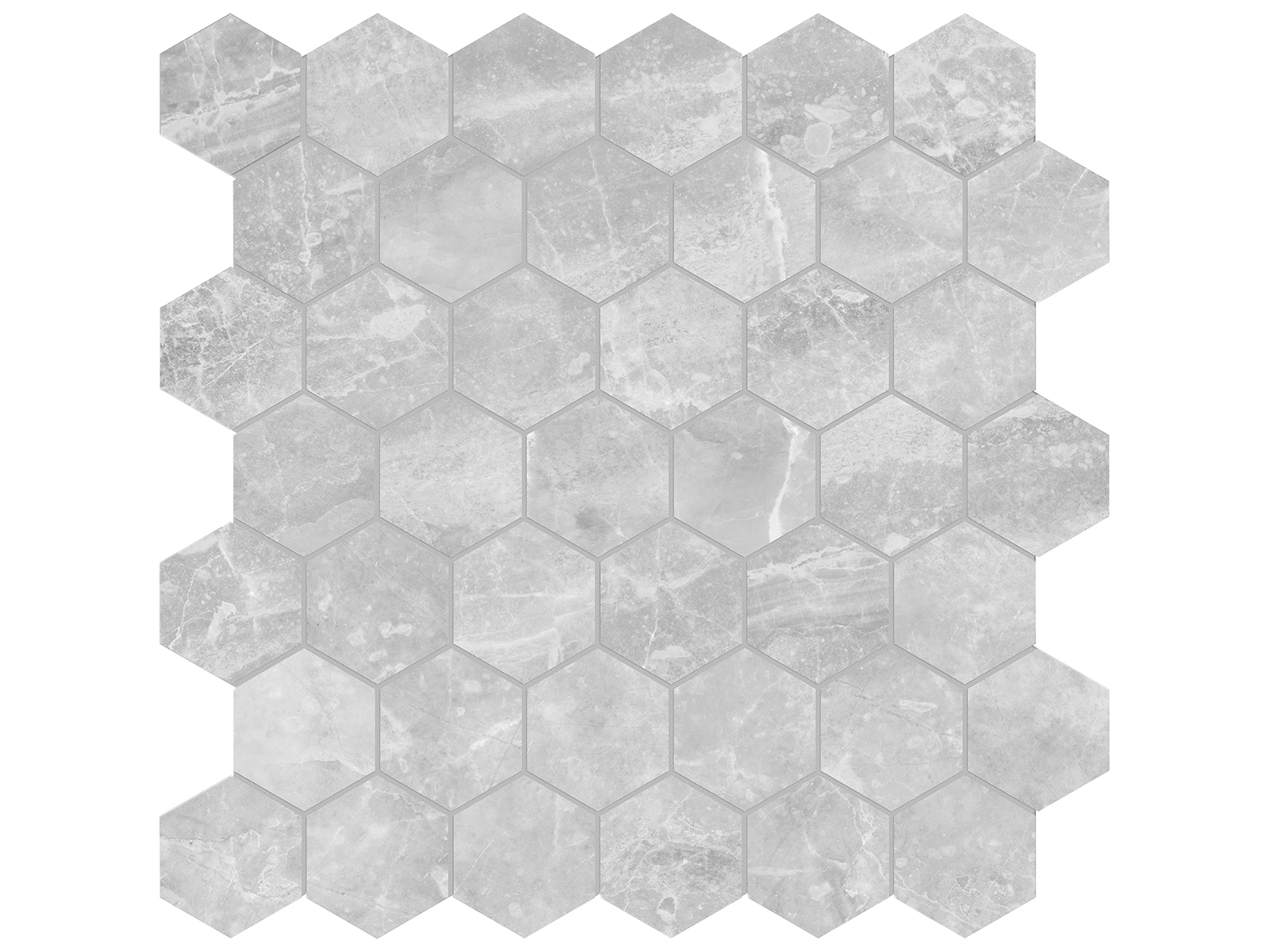 Mosaic Hexagon Plata Perla Grigia Polished 12" x 12"