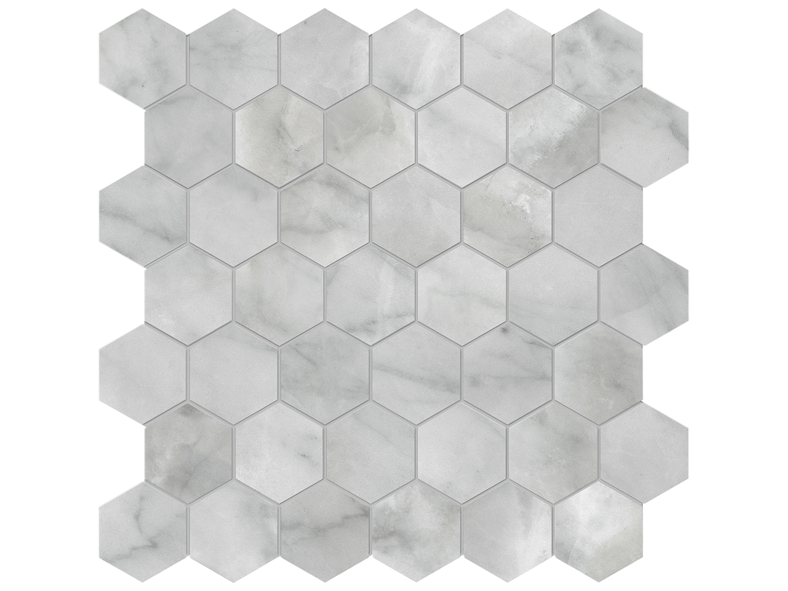 Mosaic Hexagon Plata Onyx Crystallo Matte 12" x 12"