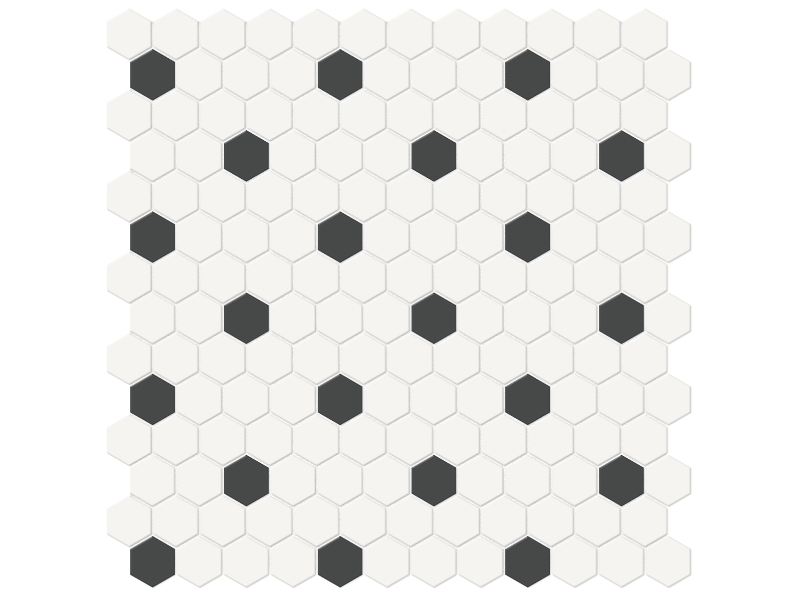 Mosaïque hexagonale Soho Canvas White avec rétro noir mate 12" x 12"