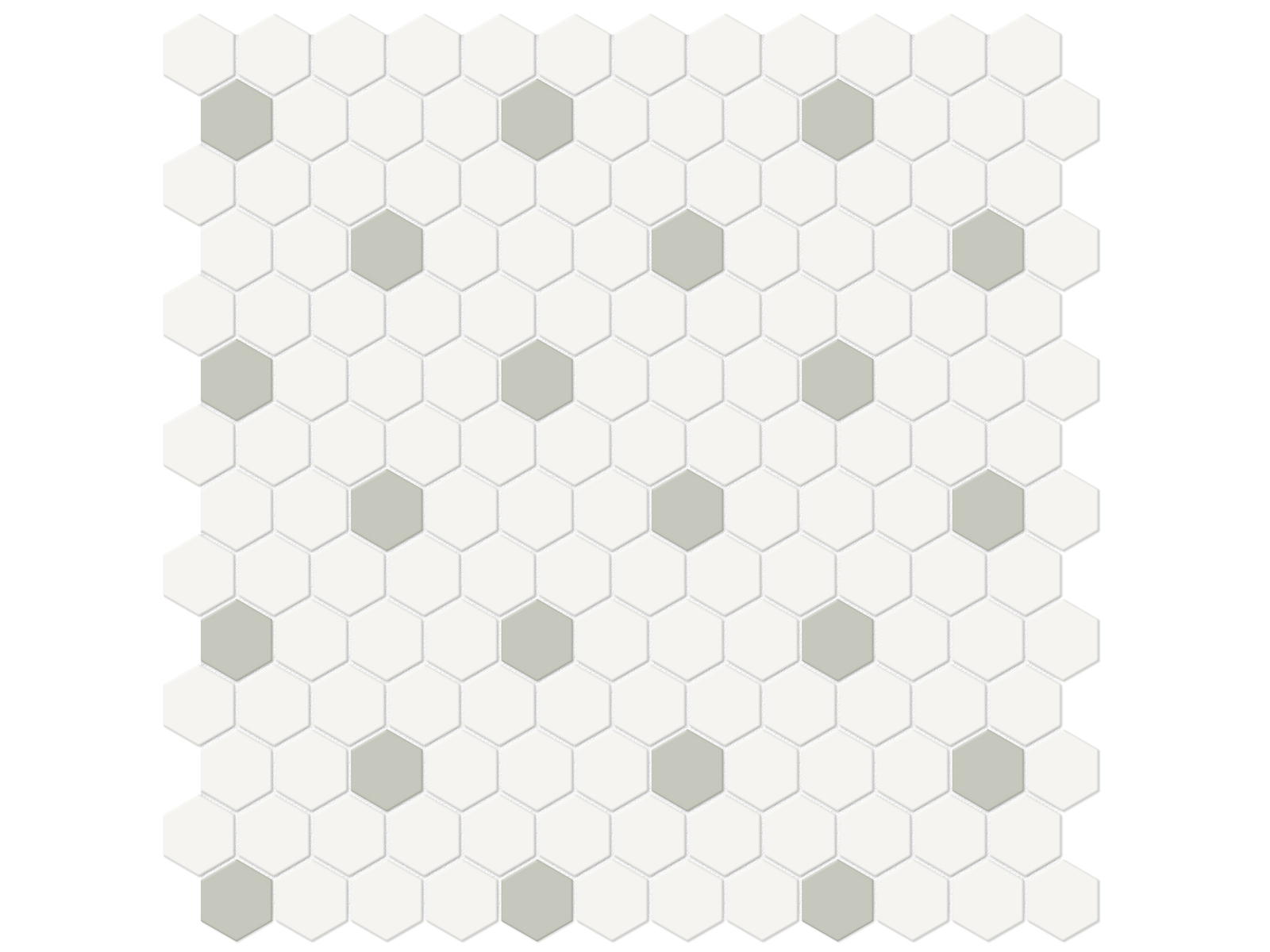 Mosaic Hexagon Soho Canvas White with Soft Sage Matte 12" x 12"