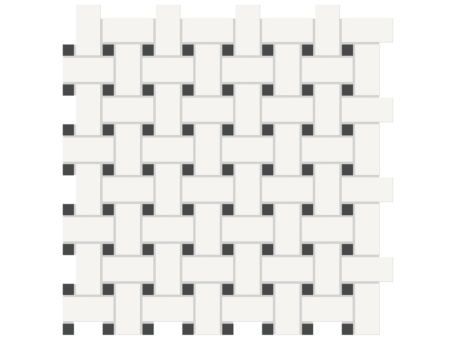 Mosaic Soho Canvas White with Dot Basketweave Retro Black Matte 12" x 12"