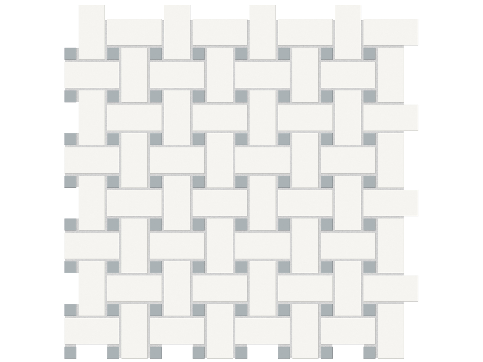 Mosaic Soho White with Dot Basketweave Cloud Blue Matte 12" x 12"