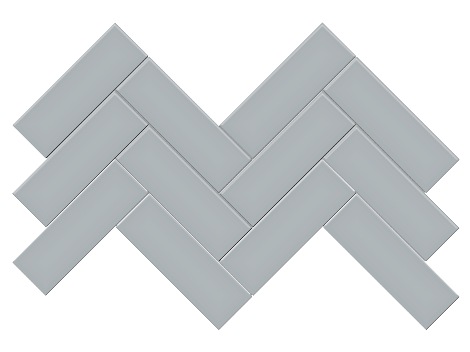 Mosaic Herringbone Soho Cloud Blue Glossy 8-1/4" x 17"