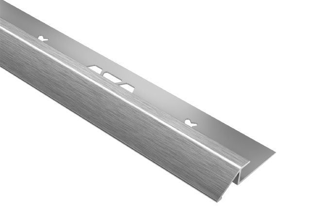 VINPRO-U Resilient Surface Reducer Profile Anodized Aluminum Brushed Chrome 9/32" (7 mm) x 8' 2-1/2"