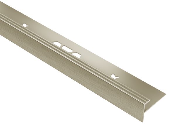 VINPRO-STEP Resilient Surface Stair-Nosing Profile Anodized Aluminum Brushed Nickel 1/4" (6 mm) x 8' 2-1/2"