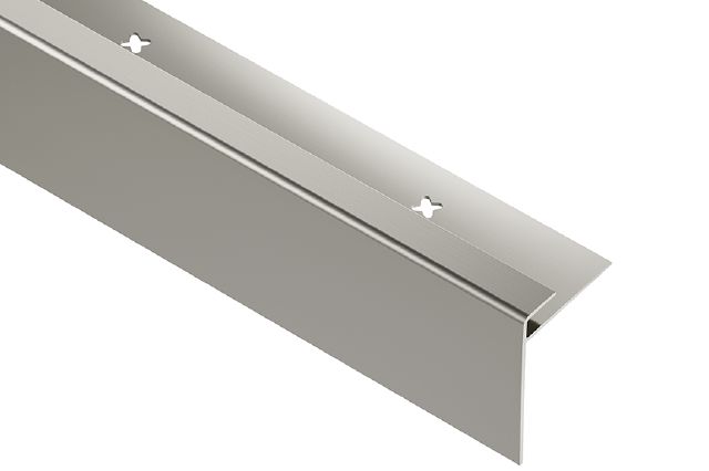 VINPRO-STEP-R Resilient Surface Stair-Nosing Profile with Elongated Reveal Anodized Aluminum Brushed Nickel 19/64" (7.5 mm) x 8' 2-1/2"