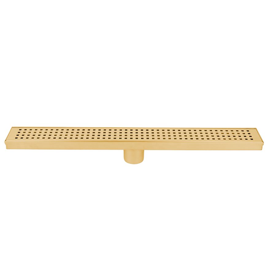 Linear Shower Drain ToWo with Slot Grit Brushed Gold 2-3/4" x 24"