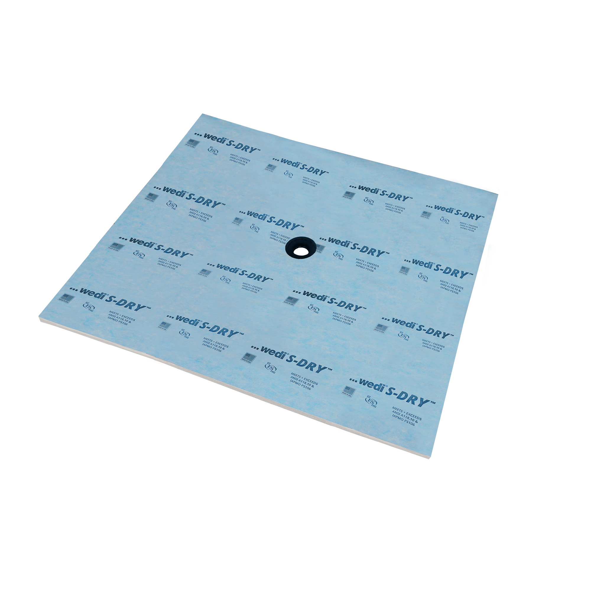 Base de douche S-DRY avec drain centré 72" x 72"