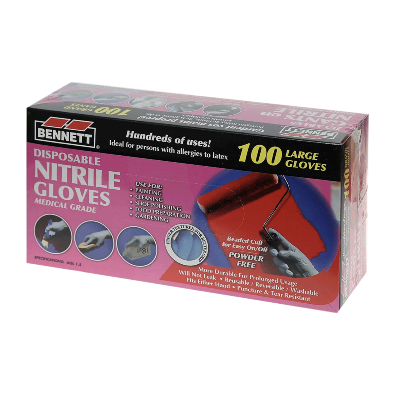 Disposable Nitrile Gloves Large (Pack of 100)