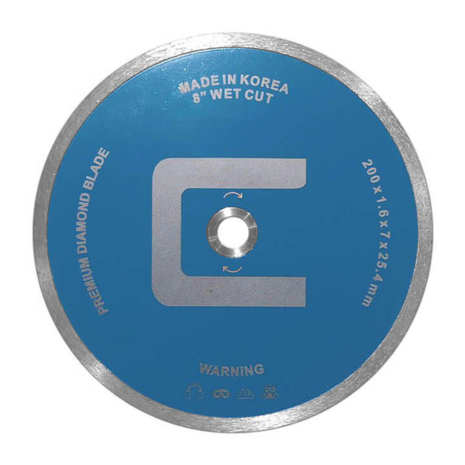 Wet Glass Saw Blade with Continuous Rim Diamond 8"