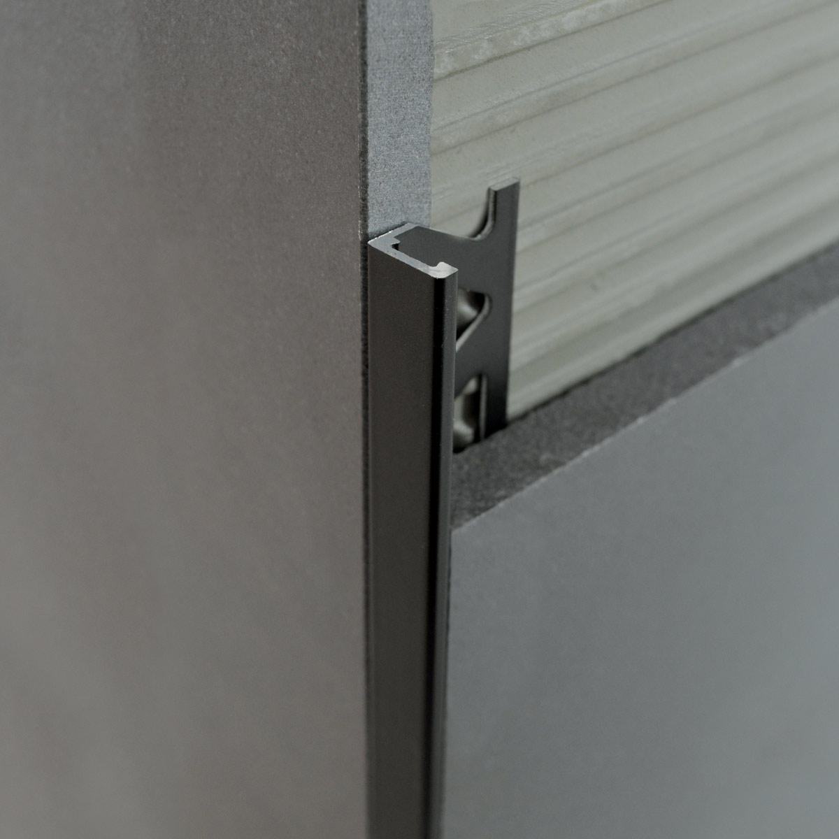 Wall Tile Edge Trim Kerajolly Anodized Aluminum Brushed Black Graphite 3/8" (10 mm) x 106-5/16"