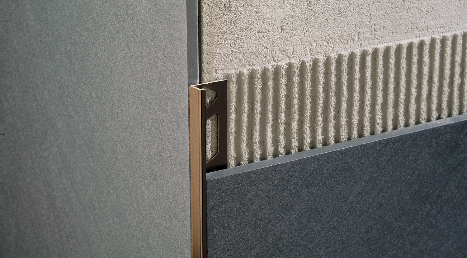 Wall Tile Edge Trim Kerajolly Anodized Aluminum Brushed Antique Bronze 3/8" (10 mm) x 106-5/16"