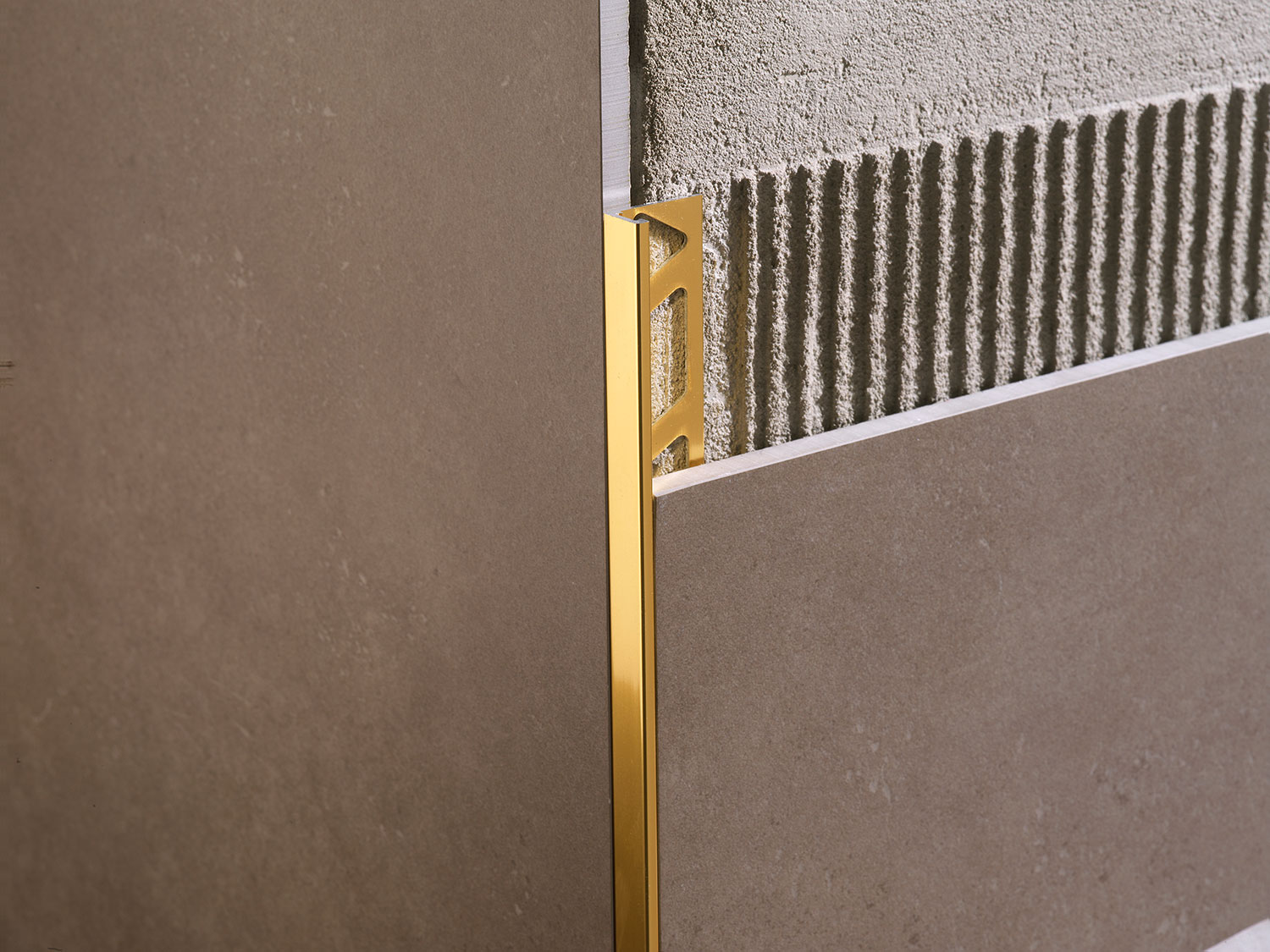 Wall Tile Edge Trim Kerajolly Anodized Aluminum Gold 3/8" (10 mm) x 106-5/16"