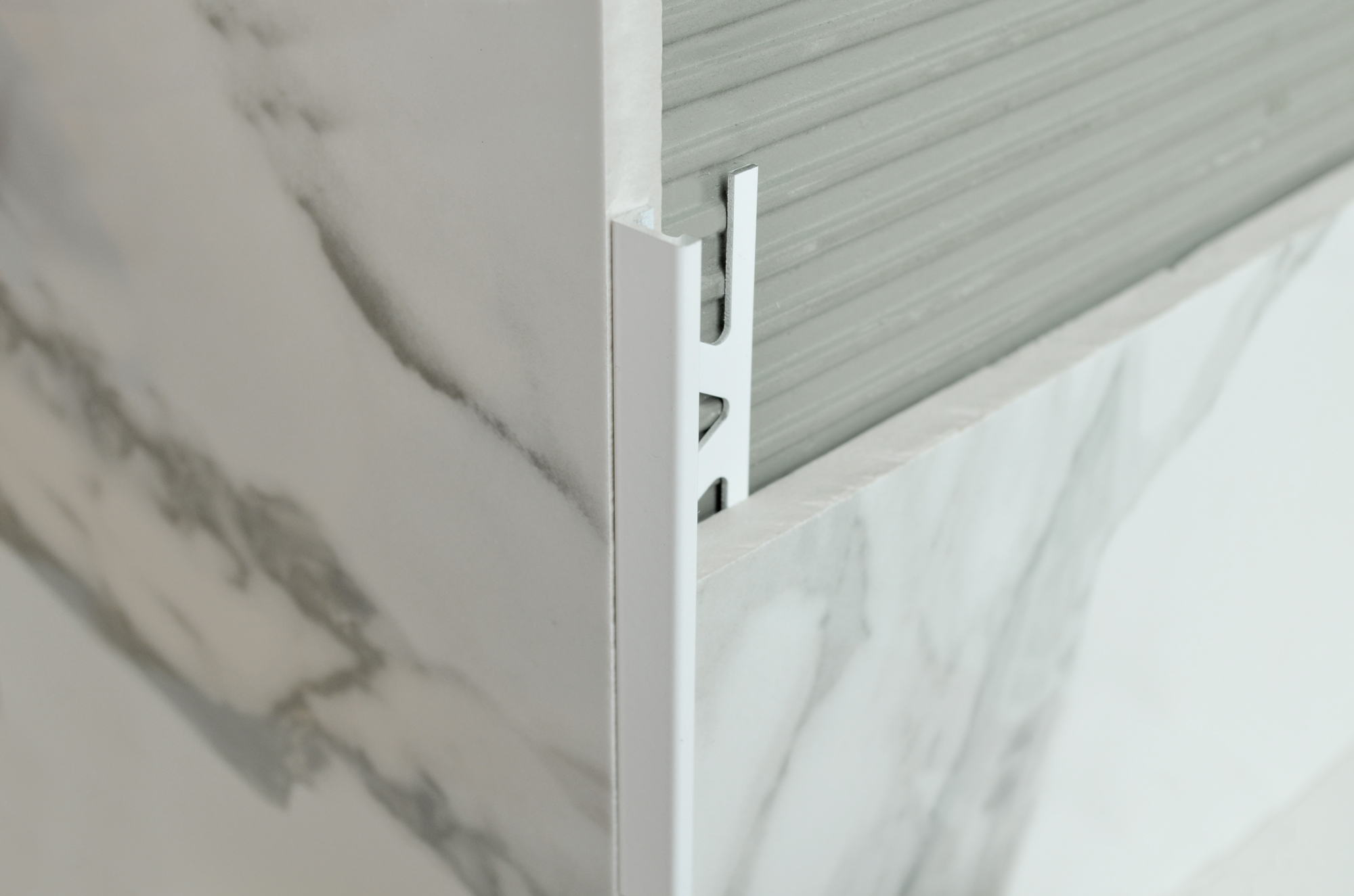 Wall Tile Edge Trim Kerajolly Aluminum Matt White 1/2" (12.5 mm) x 106-5/16"
