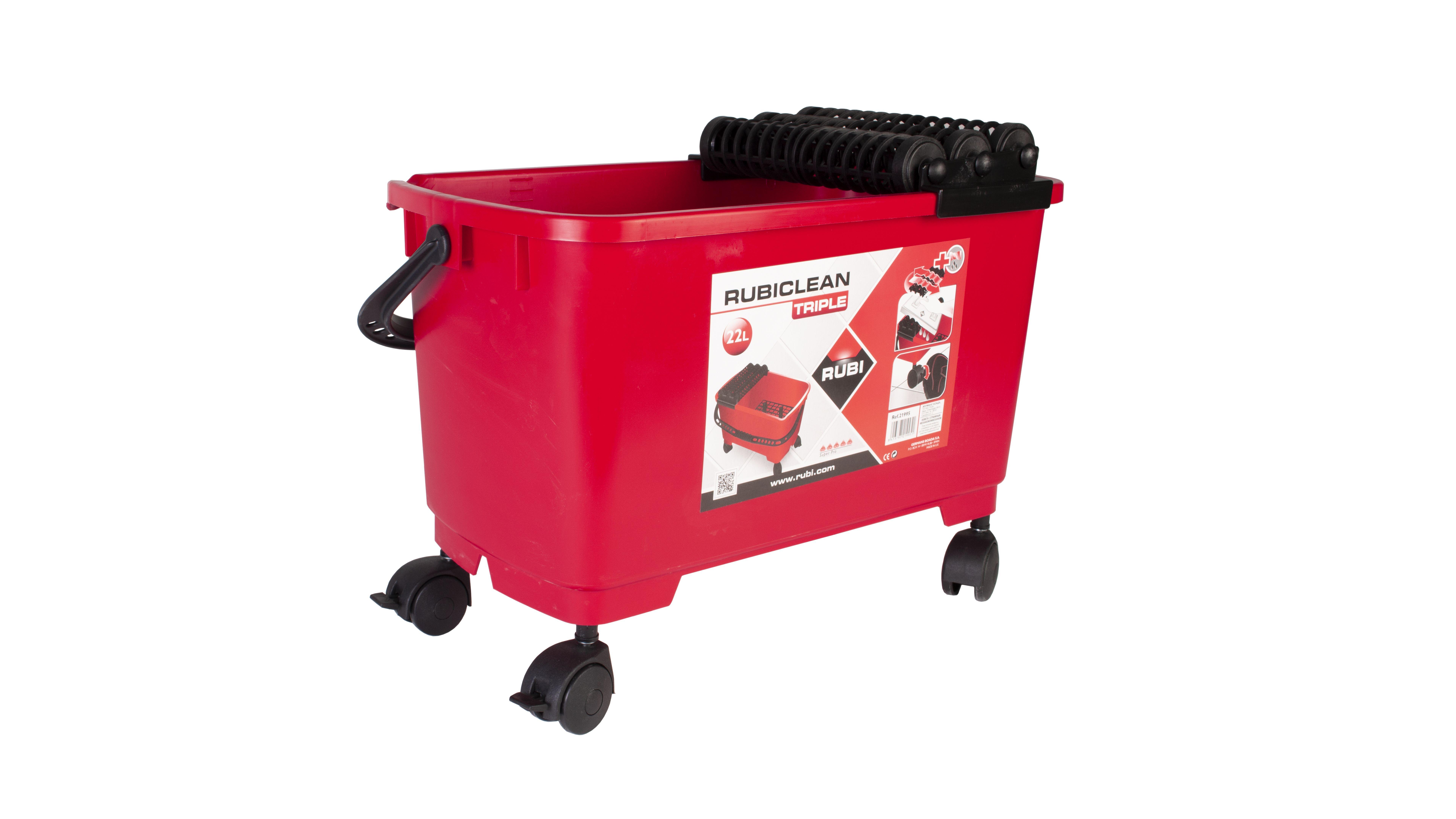 Rolling Grout Cleaning Bucket Rubiclean Tripple Superpro 24 L