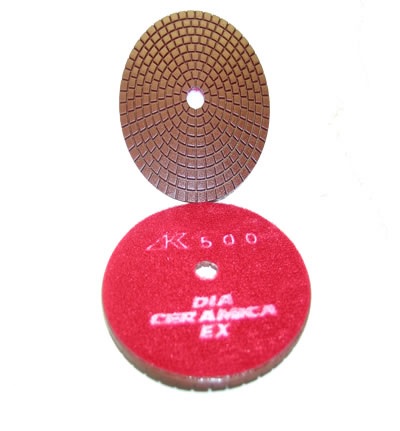 Wet Polishing Pad Ceramica EX with Hook & Loop Red 500 Grit 4"