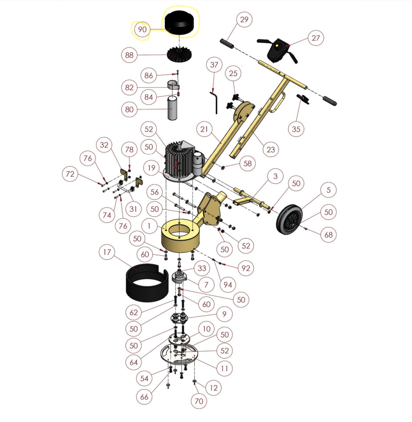 Replacement Motor Fan Cover for Alpha Floor Grinder