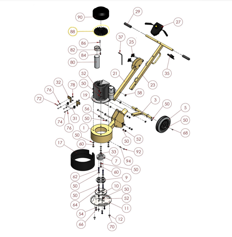 Replacement Motor Fan for Alpha Floor Grinder
