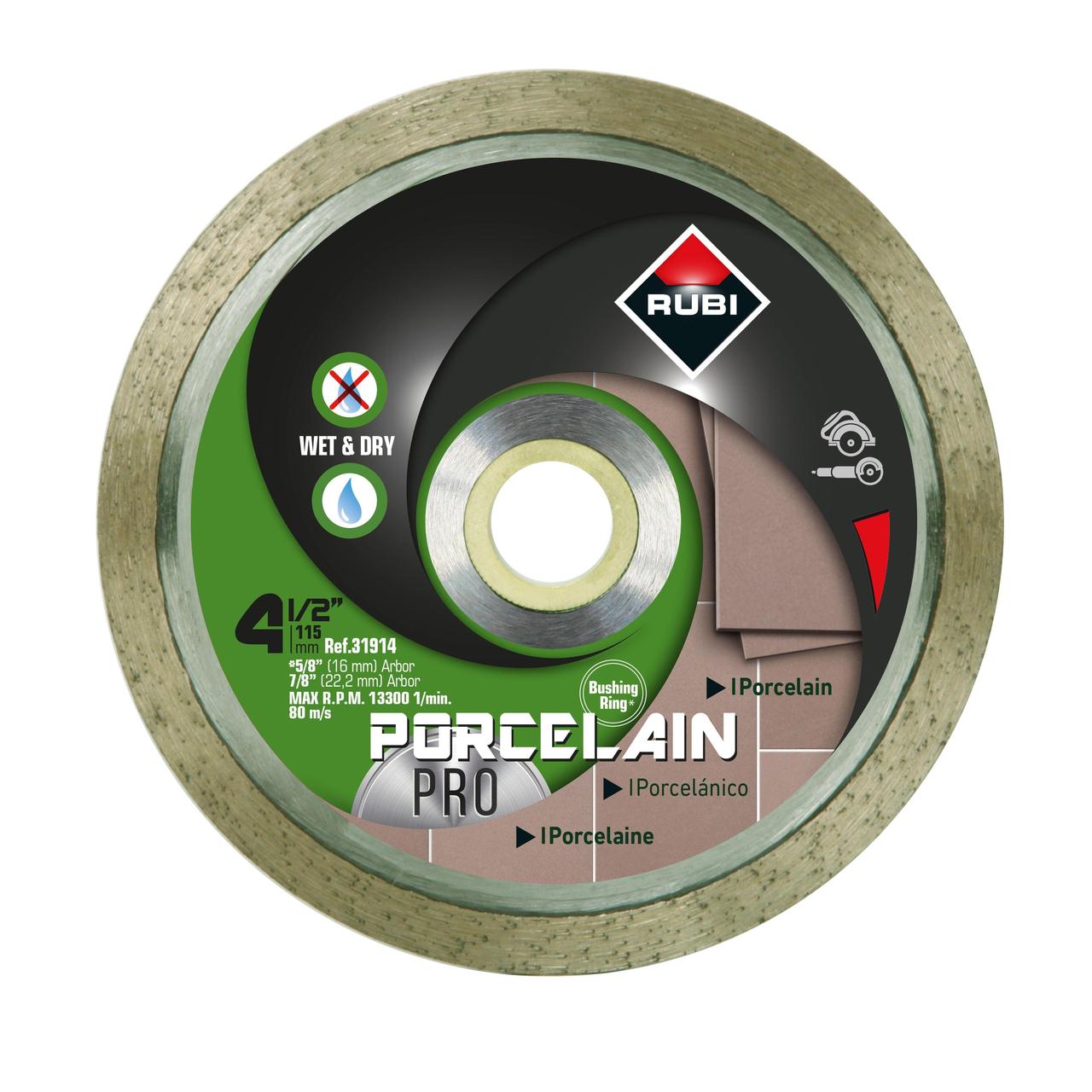 Wet/Dry Diamond Continuous Tile Saw Blade Porcelain Pro for Porcelain Tiles 4-1/2"