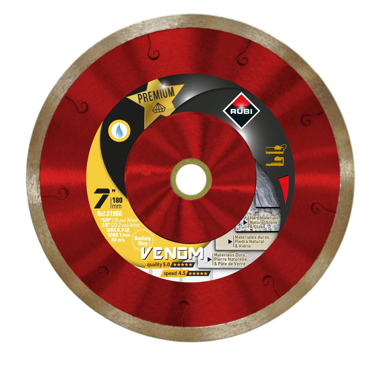 Lame de scie à tuiles à l'eau diamantée continue Red Cobra Premium pour matériaux durs 7"
