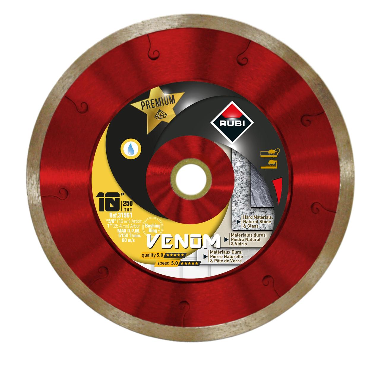 Lame de scie à tuiles à l'eau diamantée continue Red Cobra Premium pour matériaux durs 10"