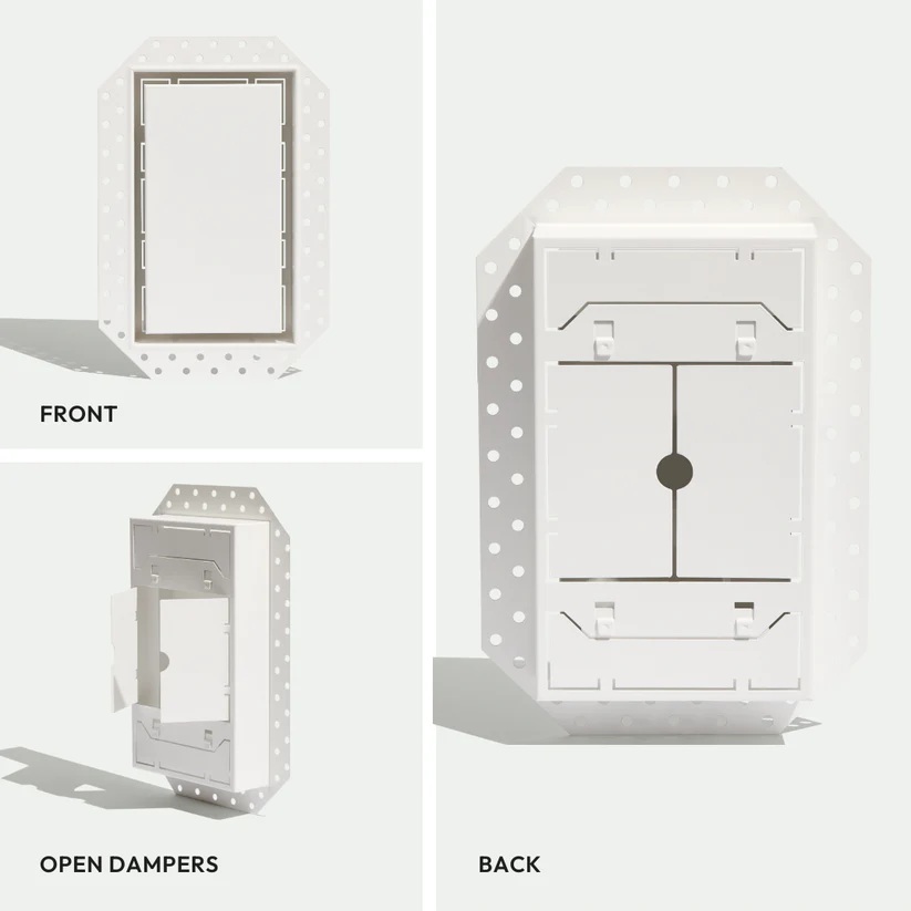 Trappe de ventilation murale encastrée Luxe Blanc satiné 8" x 8"