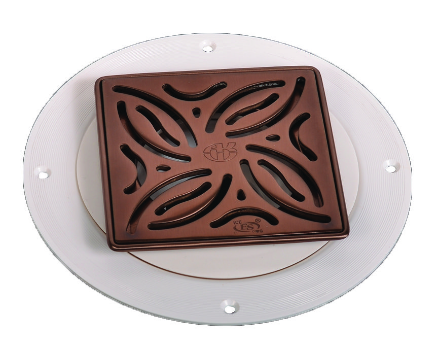 TrueDEK Classic Drains Swirl pattern for tile - oil-rubbed bronze PVD finish