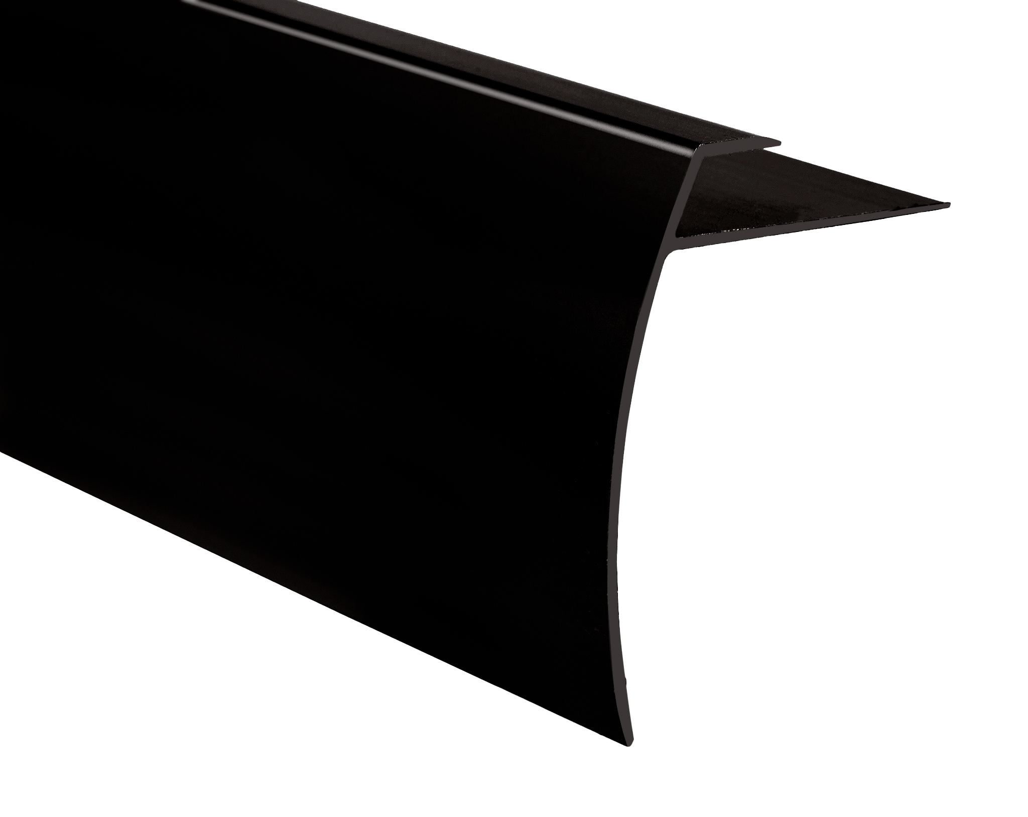 Vinyl Stair Nose Powder Coated Aluminum Matte Black - 1/4" x 1-7/8" (47.5 mm) x 1-5/8" x 12'