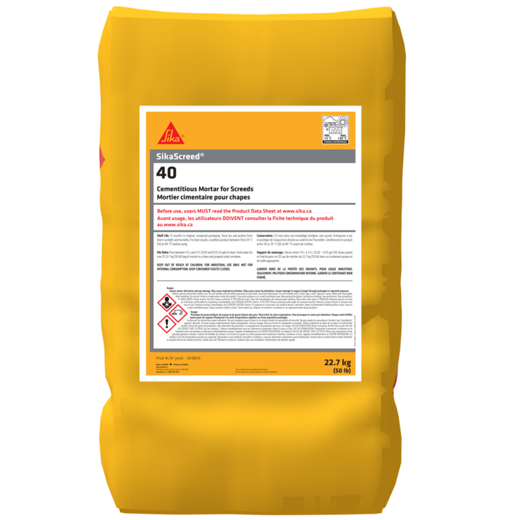Polymer-Modified Cementitious Mortar SikaScreed-40 Grey 50 lb