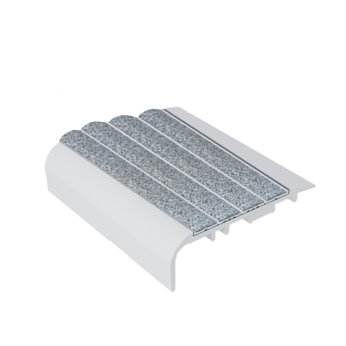 Ecoglo C5B Carpet Accessibility Stair Nosing Aluminum Clear with N30 Grey Non-Slip Insert 2" (Sold in Linear Feet)