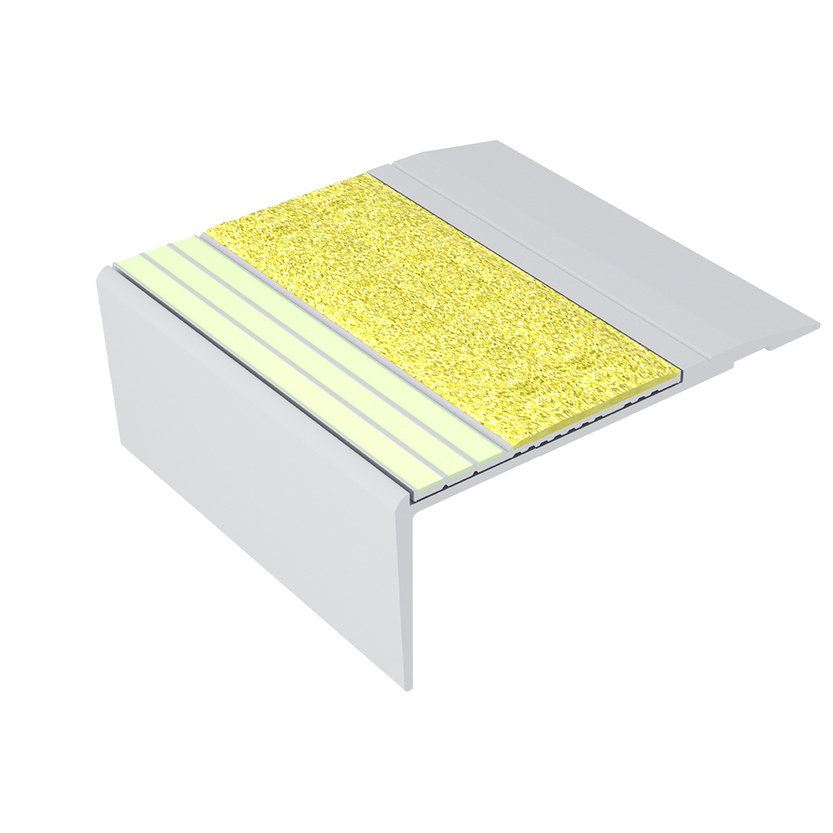 Ecoglo F4B Carpet Accessibility Stair Nosing Aluminum Clear with E30 Yellow Contrast Insert 2" (Sold in Linear Feet)