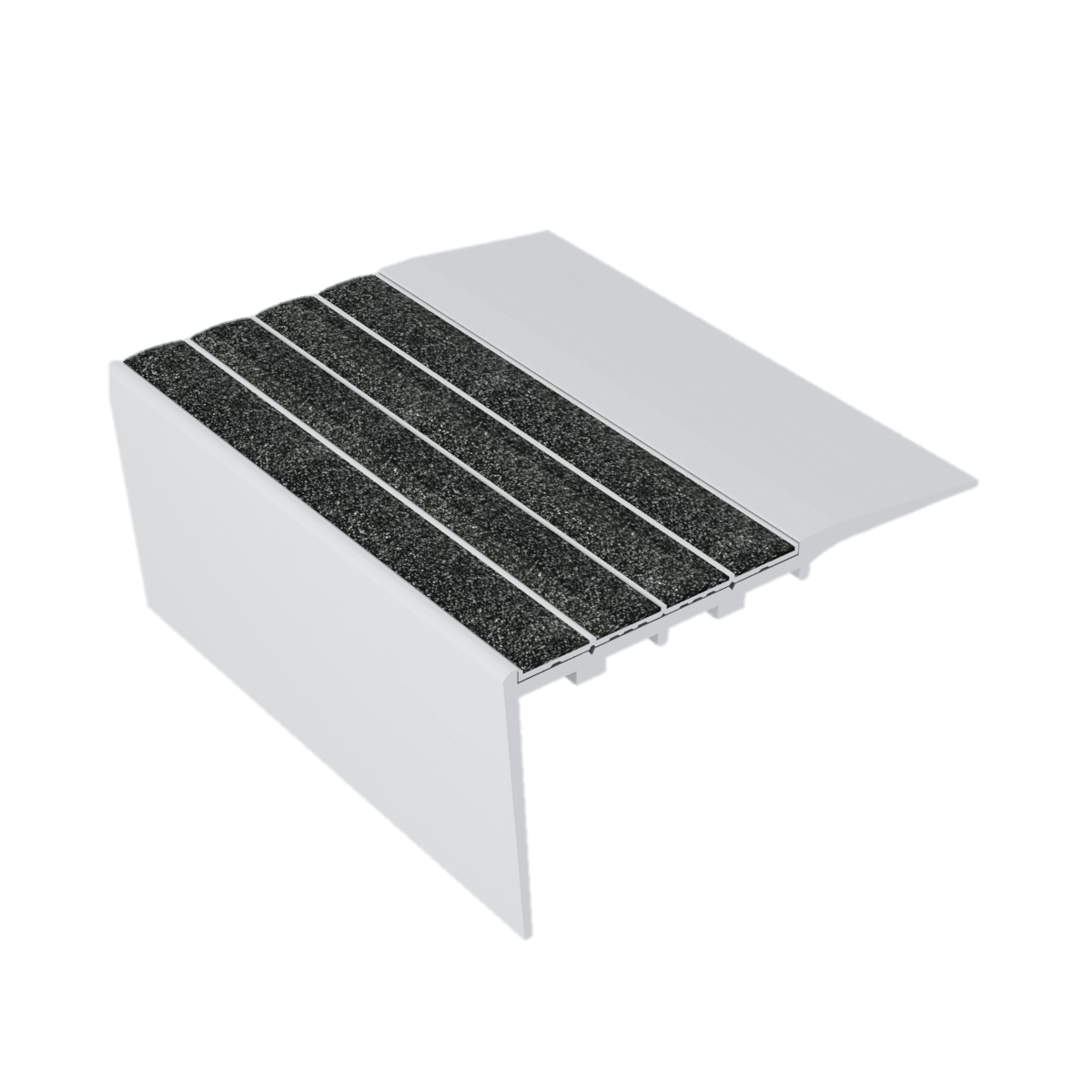 Ecoglo RC5 Carpet Accessibility Stair Nosing Aluminum Clear with N30 Black Non-Slip Insert 2" (Sold in Linear Feet)