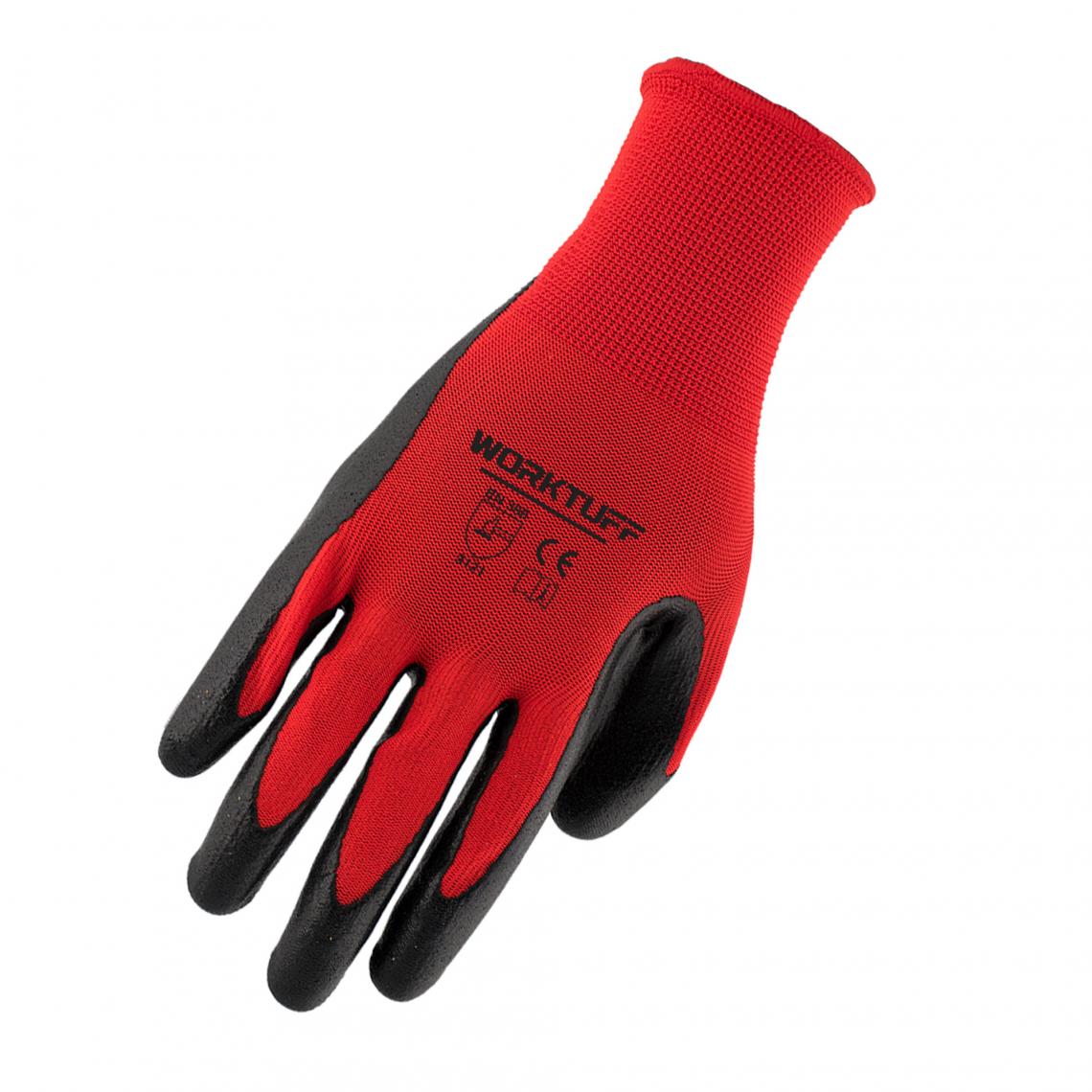 Nitrile Coated Gloves Red (Pack of 10)
