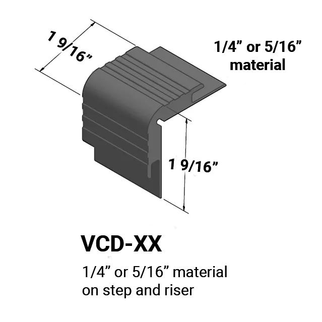 Stair Nosings - VCD TA4 for 1/4" or 5/16" Material on Step and Riser #TA4 Gateway 12'